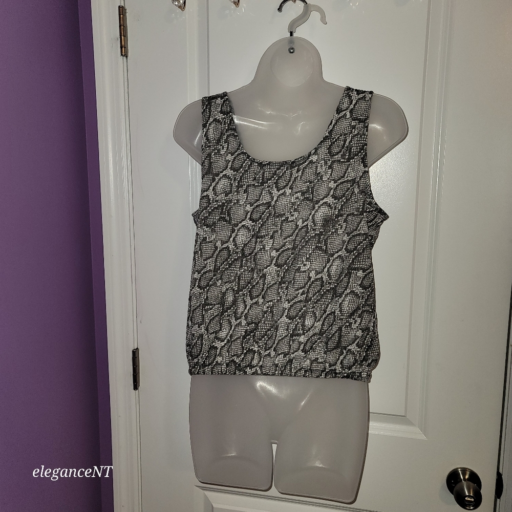 Bar III Monochrome Snake Print Sleeveless Top :Sz S & Wide Leg Trouser Set Sz: M - Picture 8 of 13